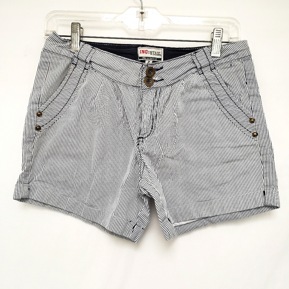 Blue & White Striped Industrie Shorts